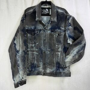 Prps Denim Jacket Mens XL Grey Acid Wash Distressed Bleached Trucker Coat